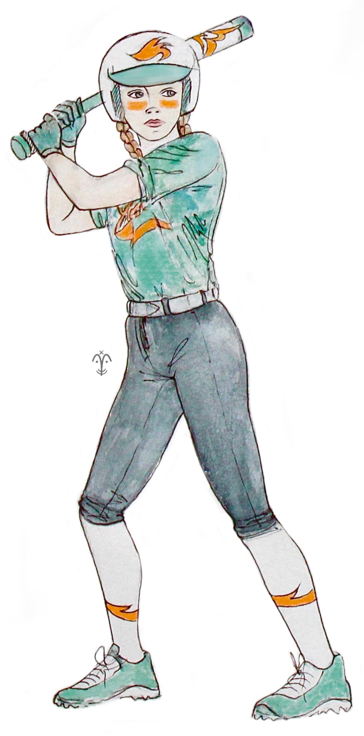 Character illustration of Dakota batting