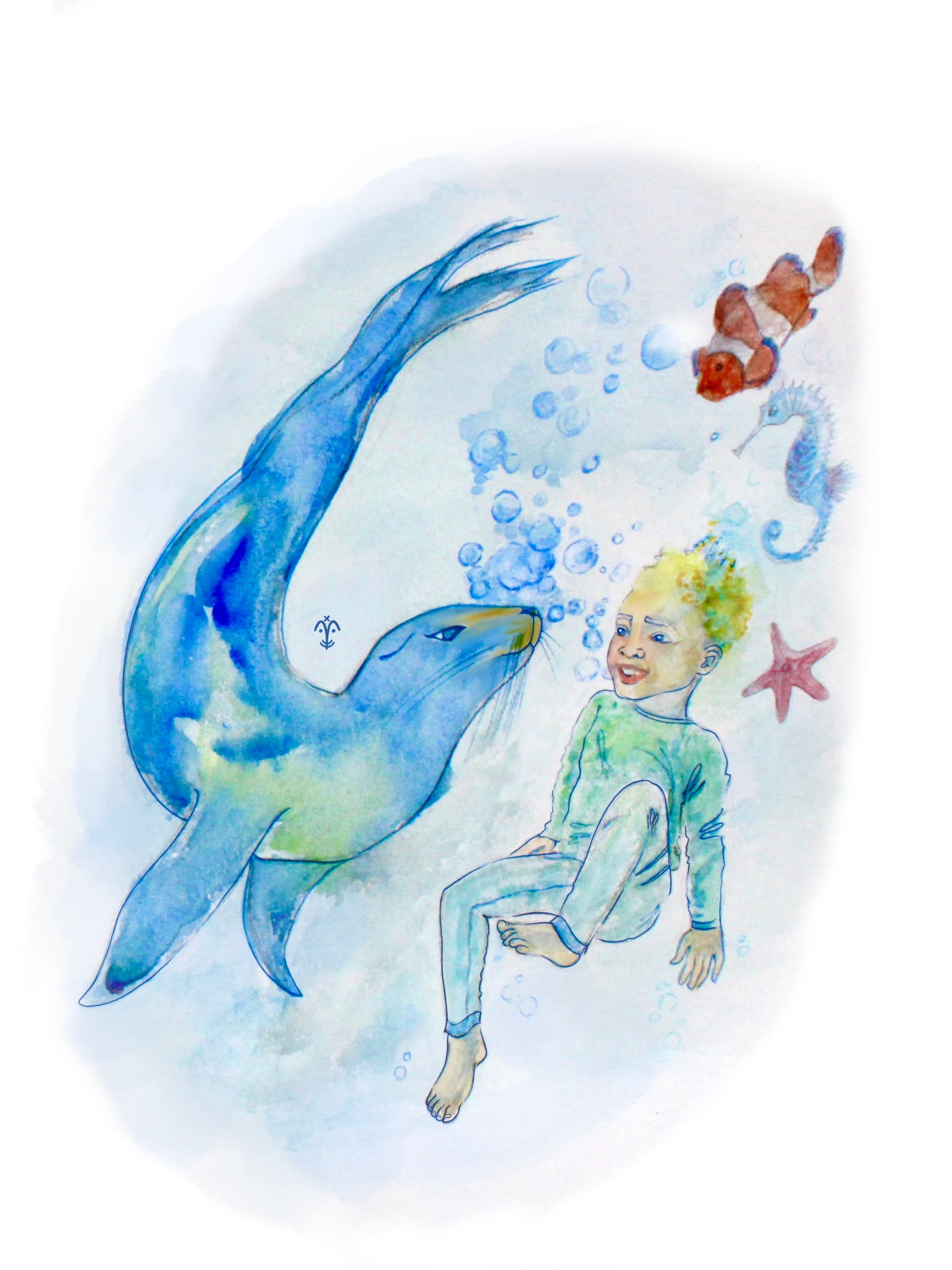 Vignette illustration of little Irvin